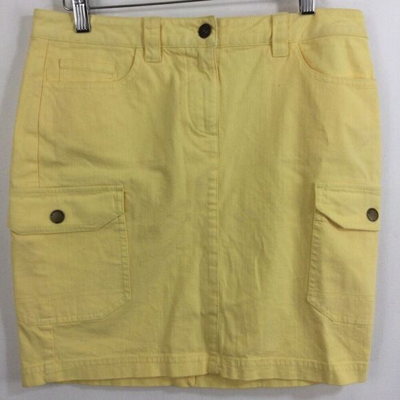 Brooks Brothers Womens Cotton A-Line Skirt with Cargo Pockets Yellow Size 6 NWT - Picture 2 of 10